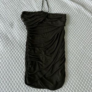 zara cutout army green dress